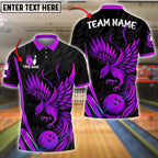 BlueJose Bowling And Pins Phoenix Flame Design Customized Name, Team Name 3D Shirt (4 Colors)