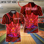 BlueJose Bowling And Pins Neon Evil Ball Glow Effect Customized Name, Team Name 3D Shirt (4 Colors)