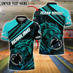 BlueJose Bowling Red Wolf Graphic Street Art Style Customized Name, Team Name 3D Shirt (4 Colors)