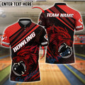 BlueJose Bowling Red Wolf Graphic Street Art Style Customized Name, Team Name 3D Shirt (4 Colors)