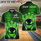 BlueJose Bowling And Pins Neon Graffiti Evil Ball Customized Name, Team Name 3D Shirt (4 Colors)