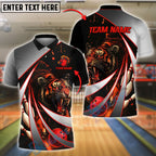 BlueJose Bowling And Pins Angry Tiger Design Customized Name, Team Name 3D Shirt (4 Colors)