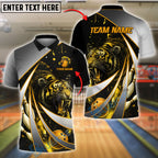 BlueJose Bowling And Pins Angry Tiger Design Customized Name, Team Name 3D Shirt (4 Colors)