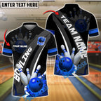 BlueJose Bowling And Pins Fire Strike Customized Name, Team Name 3D Shirt (4 Colors)