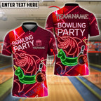BlueJose Bowling And Pins Funny Shark Unicorn Float Bowling Party Neon Style Customized Name, Team Name 3D Shirt (4 Colors)