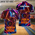 BlueJose Bowling Neon Strike Spare Quote Customized Name, Team Name 3D Shirt (4 Colors)