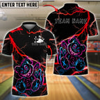 BlueJose Bowling And Pins Teddy Bear Cosmic Cute Customized Name, Team Name 3D Shirt (4 Colors)