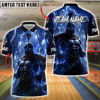 BlueJose Bowling And Pins Spartan Warrior Lightning Customized Name, Team Name 3D Shirt (4 Colors)