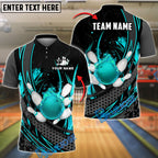 BlueJose Bowling And Pins Fireball Strike Motion Customized Name, Team Name 3D Shirt (4 Colors)