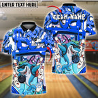 BlueJose Graffiti Bowling Hip Hop Shark with Sunglasses Customized Name, Team Name 3D Shirt (4 Colors)