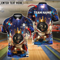 BlueJose Bowling And Pins King Champion Style Customized Name, Team Name 3D Shirt (4 Colors)