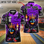 BlueJose Bowling And Pins King Flame Ball Graffiti Style Customized Name, Team Name 3D Shirt (4 Colors)