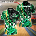 BlueJose Bowling Samurai Line Gold Premium Fire Ball Customized Name, Team Name 3D Shirt (4 Colors)