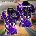 BlueJose Bowling Samurai Line Gold Premium Fire Ball Customized Name, Team Name 3D Shirt (4 Colors)