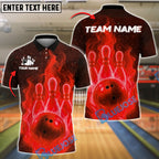 BlueJose Bowling And Pins Fire Pins & Ball Customized Name, Team Name 3D Shirt (4 Colors)