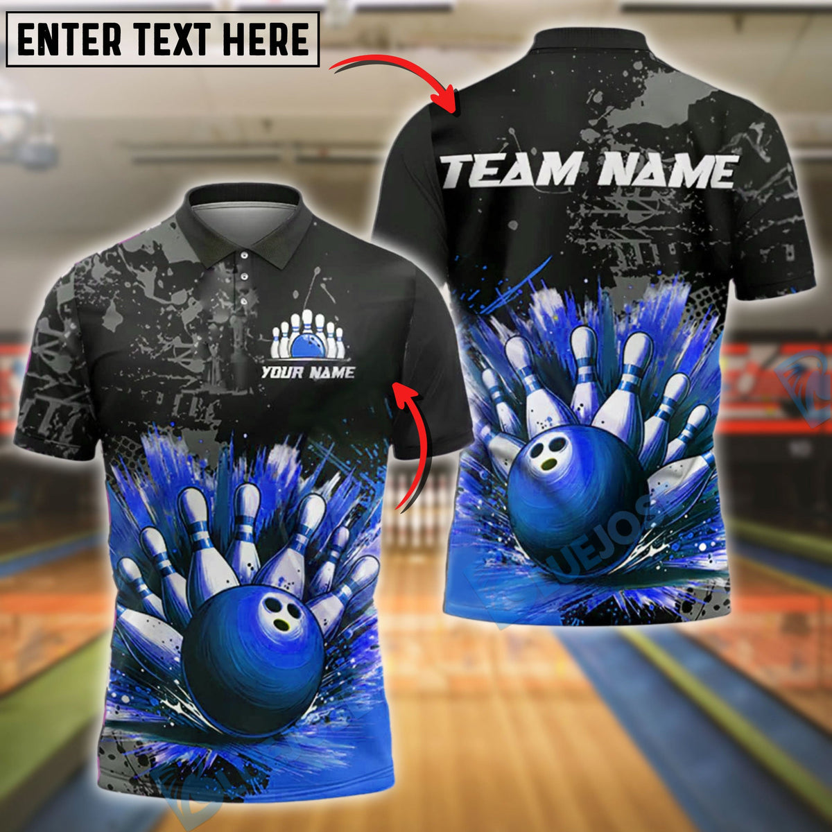 BlueJose Bowling Explosion Pins Customized Name, Team Name 3D Shirt (4 Colors)