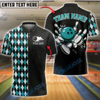 BlueJose Bowling Argyle Strikes Customized Name, Team Name 3D Shirt (4 Colors)