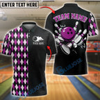 BlueJose Bowling Argyle Strikes Customized Name, Team Name 3D Shirt (4 Colors)