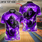 BlueJose Bowling Grim Reaper Flames Customized Name, Team Name 3D Shirt (4 Colors)