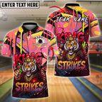BlueJose Bowling Tiger King Of Strikes Graffiti Style Customized Name, Team Name 3D Shirt (4 Colors)