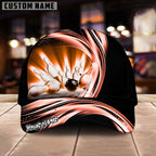 BlueJoses Bowling Ball & Pins Strike Dynamic Swirl Multicolor Personalized Name Cap