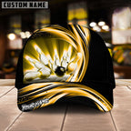 BlueJoses Bowling Ball & Pins Strike Dynamic Swirl Multicolor Personalized Name Cap