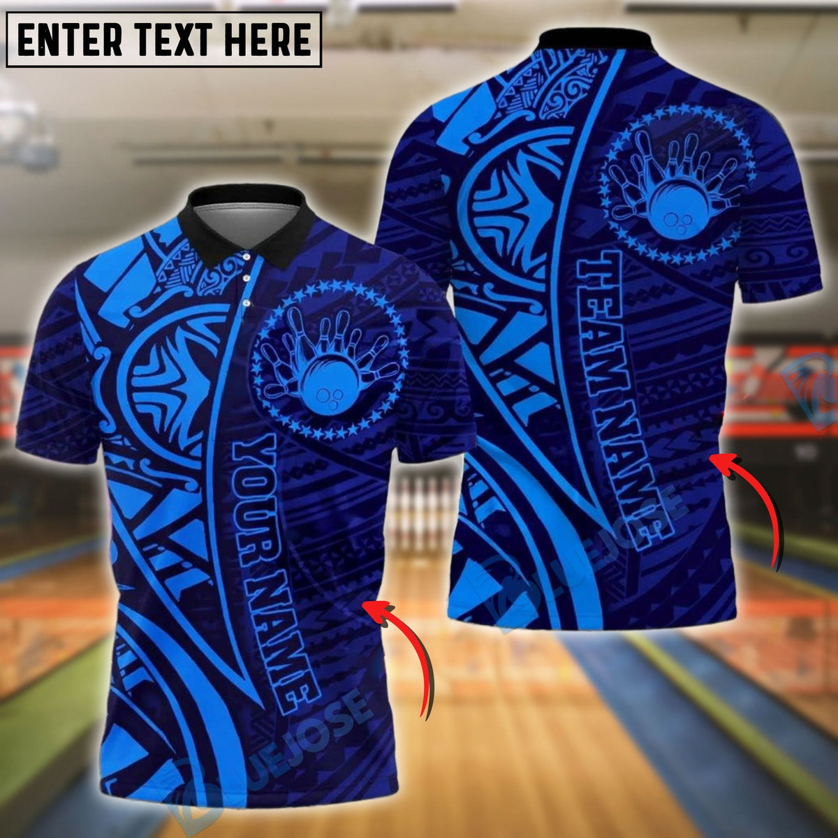 BlueJose Bowling And Pins Tribal Polynesian Pattern Customized Name, Team Name 3D Shirt (4 Colors)