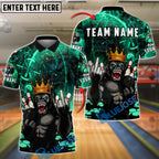 BlueJose Bowling And Pins  Gorilla King Rebel Attitude Customized Name, Team Name 3D Shirt (4 Colors)