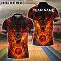 BlueJose Bowling And Pins Inferno Wolf Rage Customized Name, Team Name 3D Shirt (4 Colors)