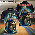 BlueJose Bowling And Pins Mummy Green Smoke Pins Customized Name, Team Name 3D Shirt (4 Colors)