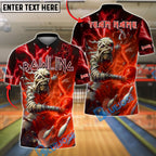 BlueJose Bowling And Pins Mummy Red Lightning Power Customized Name, Team Name 3D Shirt (4 Colors)