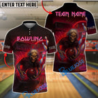 BlueJose Bowling And Pins Skeleton Arcade Neon Red Customized Name, Team Name 3D Shirt (4 Colors)