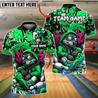 BlueJose Bowling And Pins Graffiti Wolf Streetwear Style Customized Name, Team Name 3D Shirt (4 Colors)