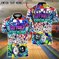 BlueJose Bowling Graffiti Funny Cartoon Pins Gutterly Ridiculous Customized Name, Team Name 3D Shirt (4 Colors)