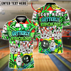 BlueJose Bowling Graffiti Funny Cartoon Pins Gutterly Ridiculous Customized Name, Team Name 3D Shirt (4 Colors)