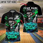 BlueJose Bowling And Pins Skull DJ Crew Customized Name, Team Name 3D Shirt (4 Colors)