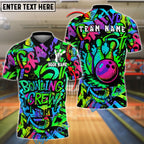 BlueJose Bowling And Pins Neon Graffiti Splash Customized Name, Team Name 3D Shirt (4 Colors)