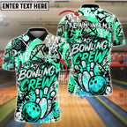BlueJose Bowling And Pins Urban Scribble Customized Name, Team Name 3D Shirt (4 Colors)