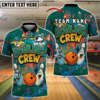 BlueJose Bowling And Pins Cartoon City Crew Customized Name, Team Name 3D Shirt (4 Colors)