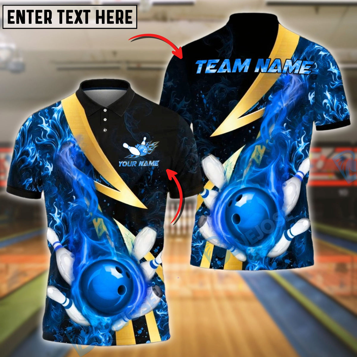 BlueJose Bowling And Pins Colorful Flame Strike Explosion Customized Name, Team Name 3D Shirt (4 Colors)