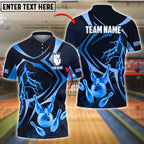 BlueJose Bowling Golden Bowling King Lightning Pins Customized Name, Team Name 3D Shirt (4 Colors)