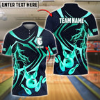 BlueJose Bowling Golden Bowling King Lightning Pins Customized Name, Team Name 3D Shirt (4 Colors)