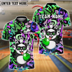 BlueJose Bowling And Pins Panda Cool Style Customized Name, Team Name 3D Shirt (4 Colors)