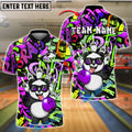 BlueJose Bowling And Pins Panda Cool Style Customized Name, Team Name 3D Shirt (4 Colors)