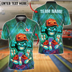 BlueJose Bowling And Pins Neon Bowling Life Cartoon Ball With Pins Customized Name 3D Shirt (4 Colors)