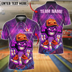 BlueJose Bowling And Pins Neon Bowling Life Cartoon Ball With Pins Customized Name 3D Shirt (4 Colors)