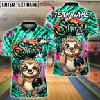BlueJose Bowling & Pins Street Life Sloth Neon Graffiti Customized Name, Team Name 3D Shirt (4 Colors)