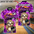 BlueJose Bowling & Pins Street Life Sloth Neon Graffiti Customized Name, Team Name 3D Shirt (4 Colors)