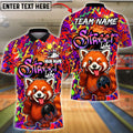 BlueJose Bowling & Pins Street Life Raccoon Neon Splash Customized Name, Team Name 3D Shirt (4 Colors)