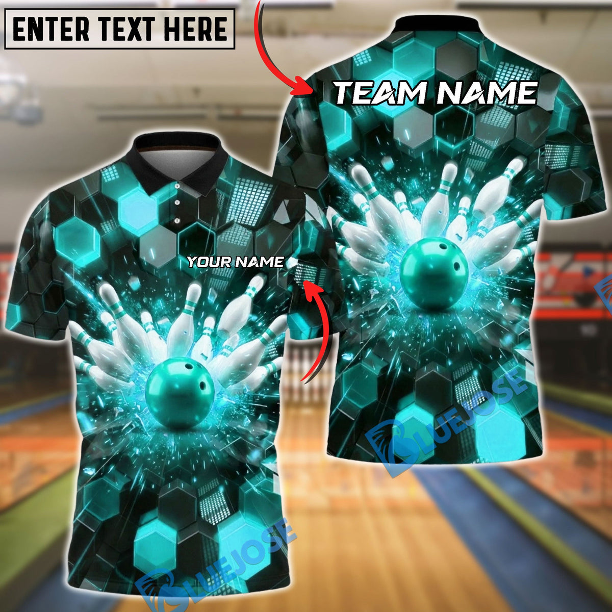 BlueJose Bowling Strike Explosion Customized Name, Team Name 3D Shirt (4 Colors)